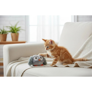 Squeaky Owl plush cat toy | JuliaPets