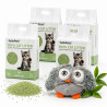 Lettiera in tofu per gatti Juliapets Tè verde 4 x 6L + peluche gufo in omaggio!